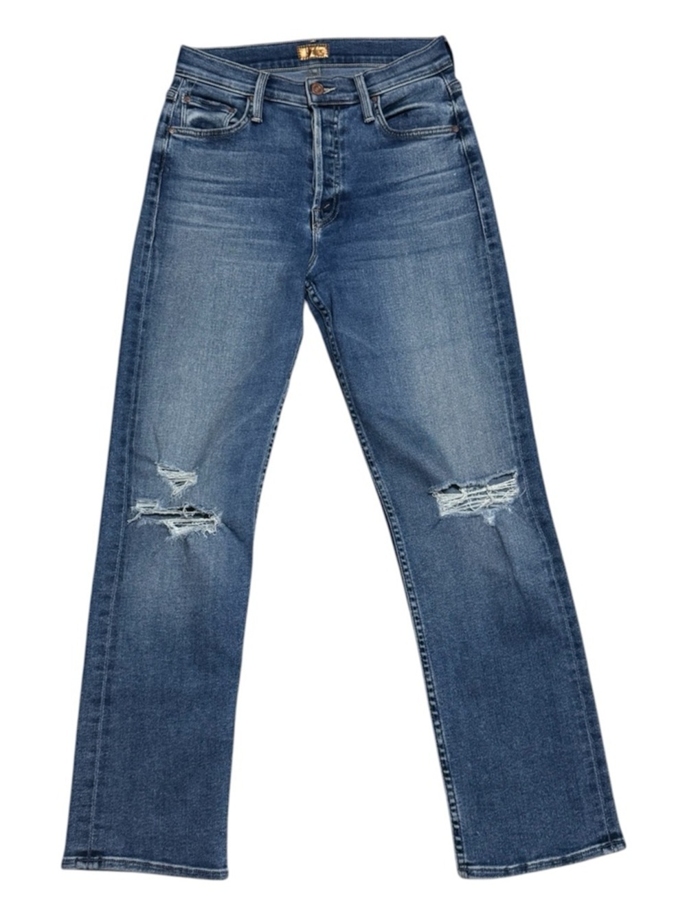 072 MOTHER Women's Tomcat Ankle Roughing It Distressed Straight Cut Jeans, Sz 25 - Picture 3 of 12